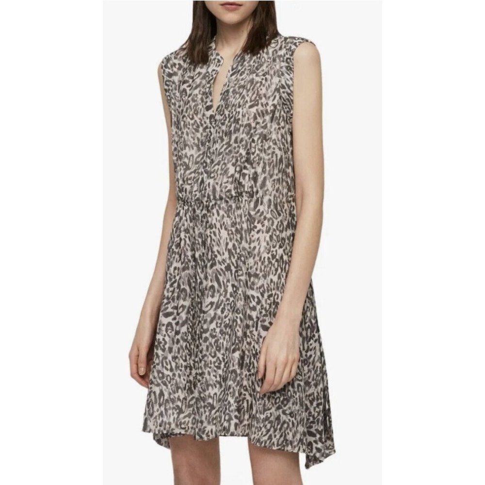 All Saints Women’s Clary Pattern Dress Sleeveless Mini Size Small Pink/Gray Sml